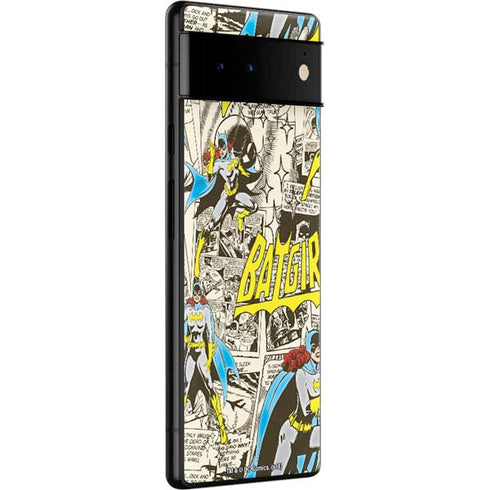 DC Comics Batman Batgirl Vintage Action pose pattern Google Pixel 6 Skin